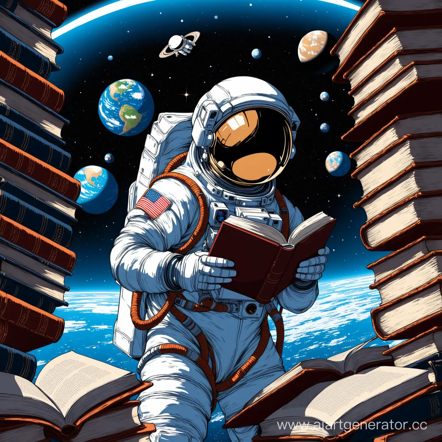 Astronaut-Reading-in-Space-Surrounded-by-Books