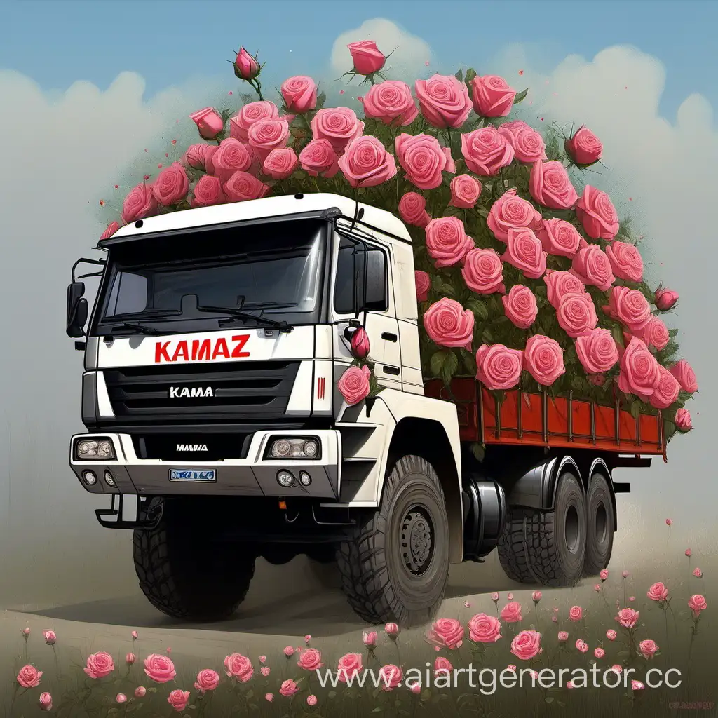Floral-Decorated-Kamaz-Truck-in-Full-Bloom