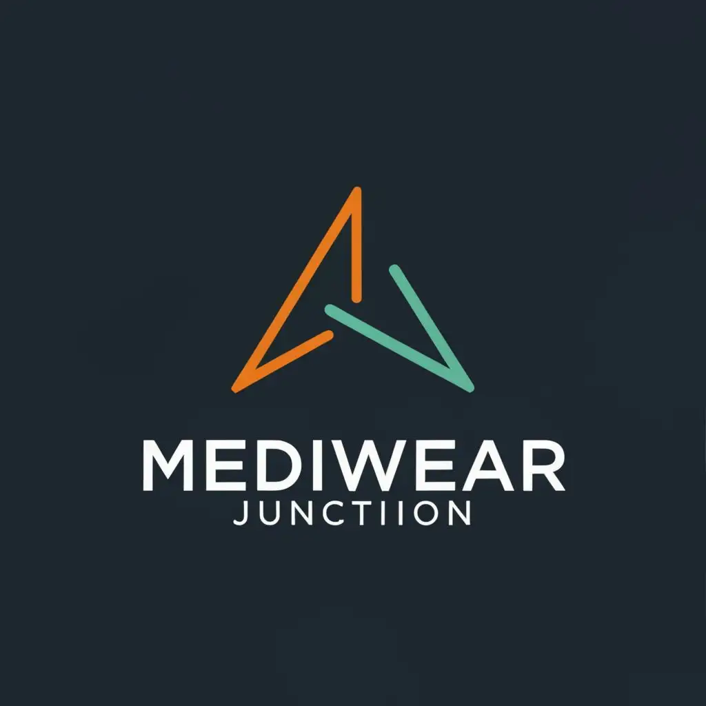 logo, Triangle, with the text "MediWear Junction", typography, be used in Medical Dental industry