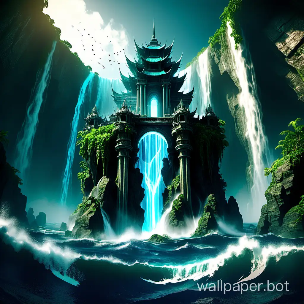 Enchanting-Ocean-Temple-Hidden-Behind-Cascading-Waterfalls