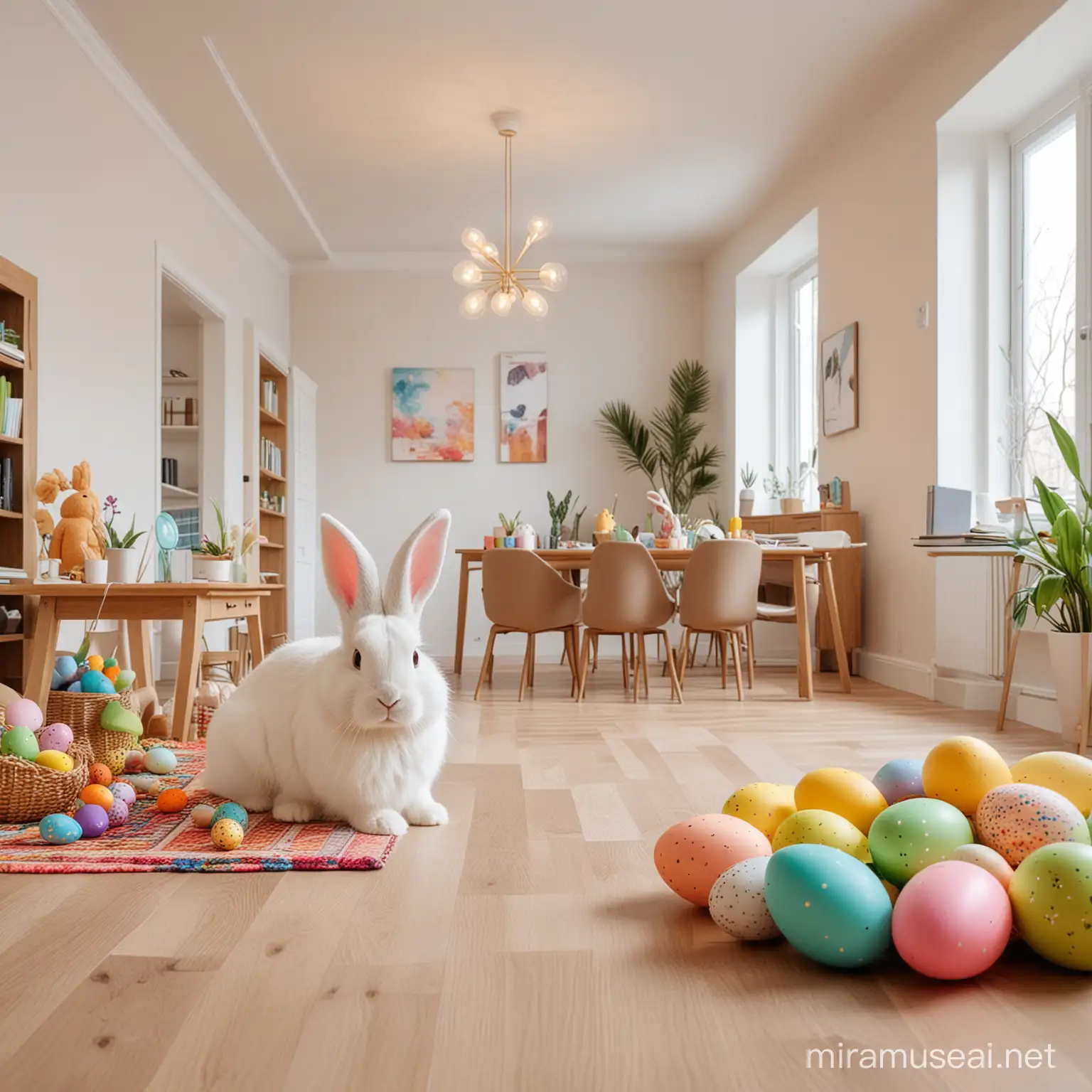 Easter Bunny Easter Egg Hunt in Luxurious Real Estate Office