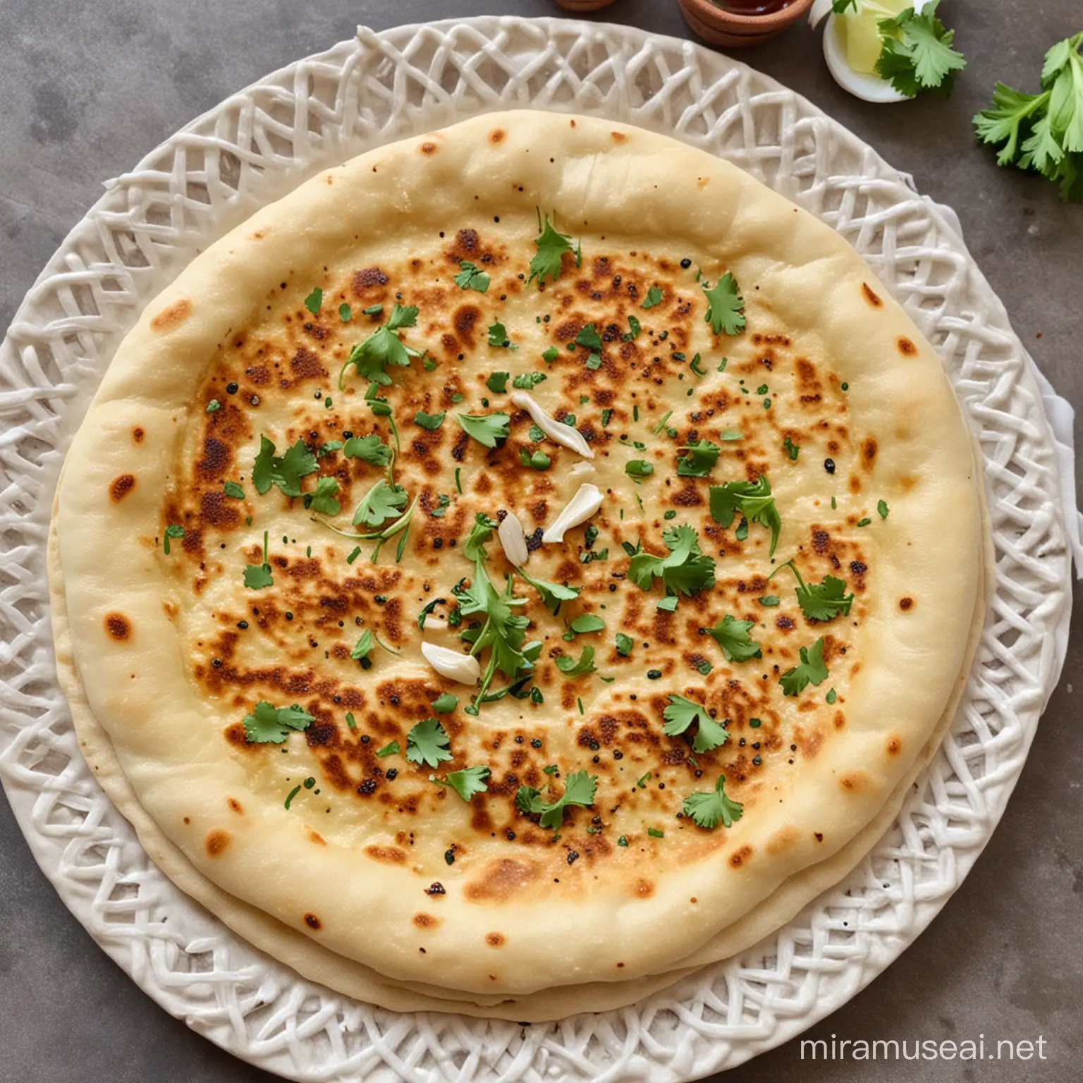 Delicious Garlic Naan Bread Freshly Baked and Golden Brown