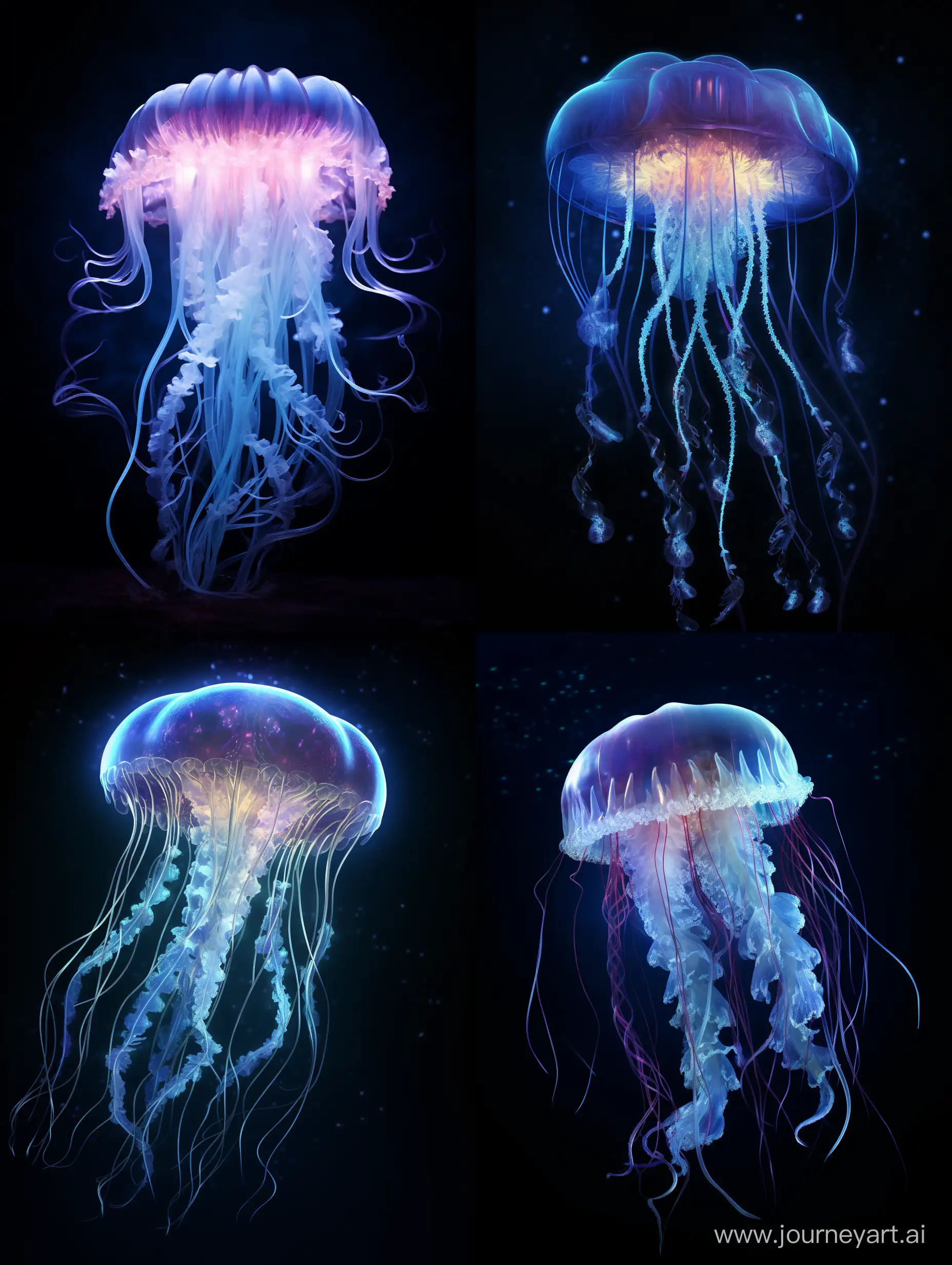 Mesmerizing-Bioluminescent-Jellyfish-in-Vivid-Display