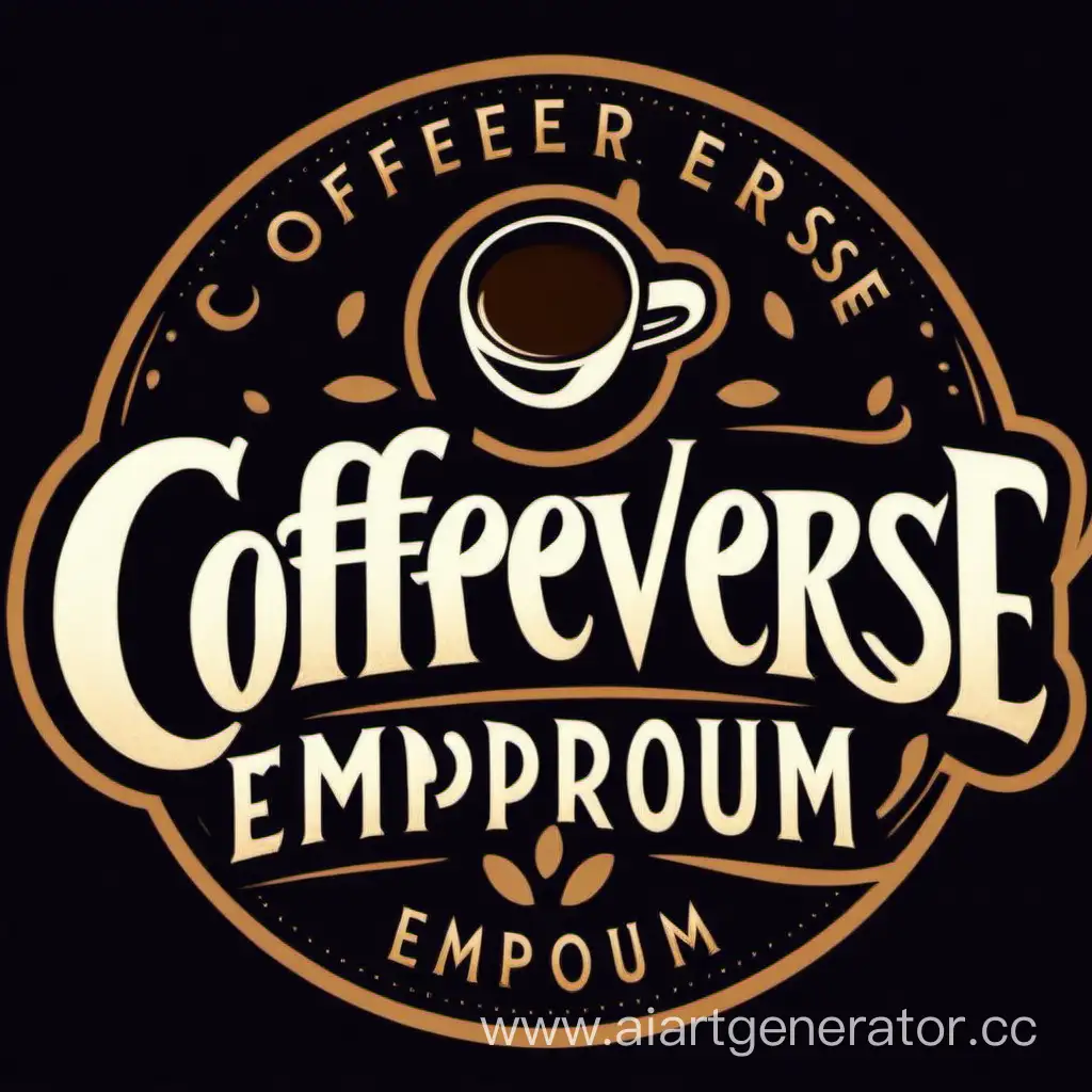 CoffeeVerse-Emporium-Logo-Steaming-Coffee-Cup-and-Cosmic-Elements