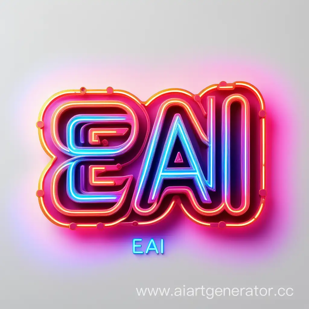 Надпись "EAI" логотип, на белом фоне, в неоновых тонах