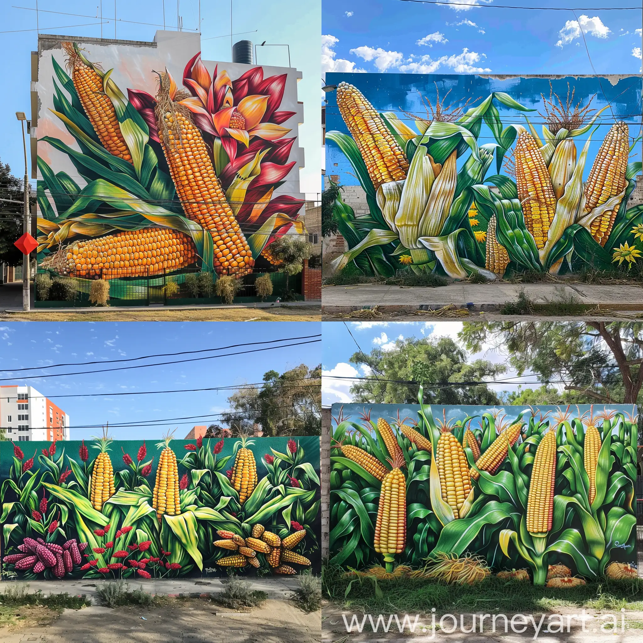 un mural para tesistan con el fin de tener una renovacion urbana donde se mezcle la identidad propia de la zona, el maiz y la cosecha, con la llegada de la integracion a la zona metropolitana y el crecimiento de vivienda