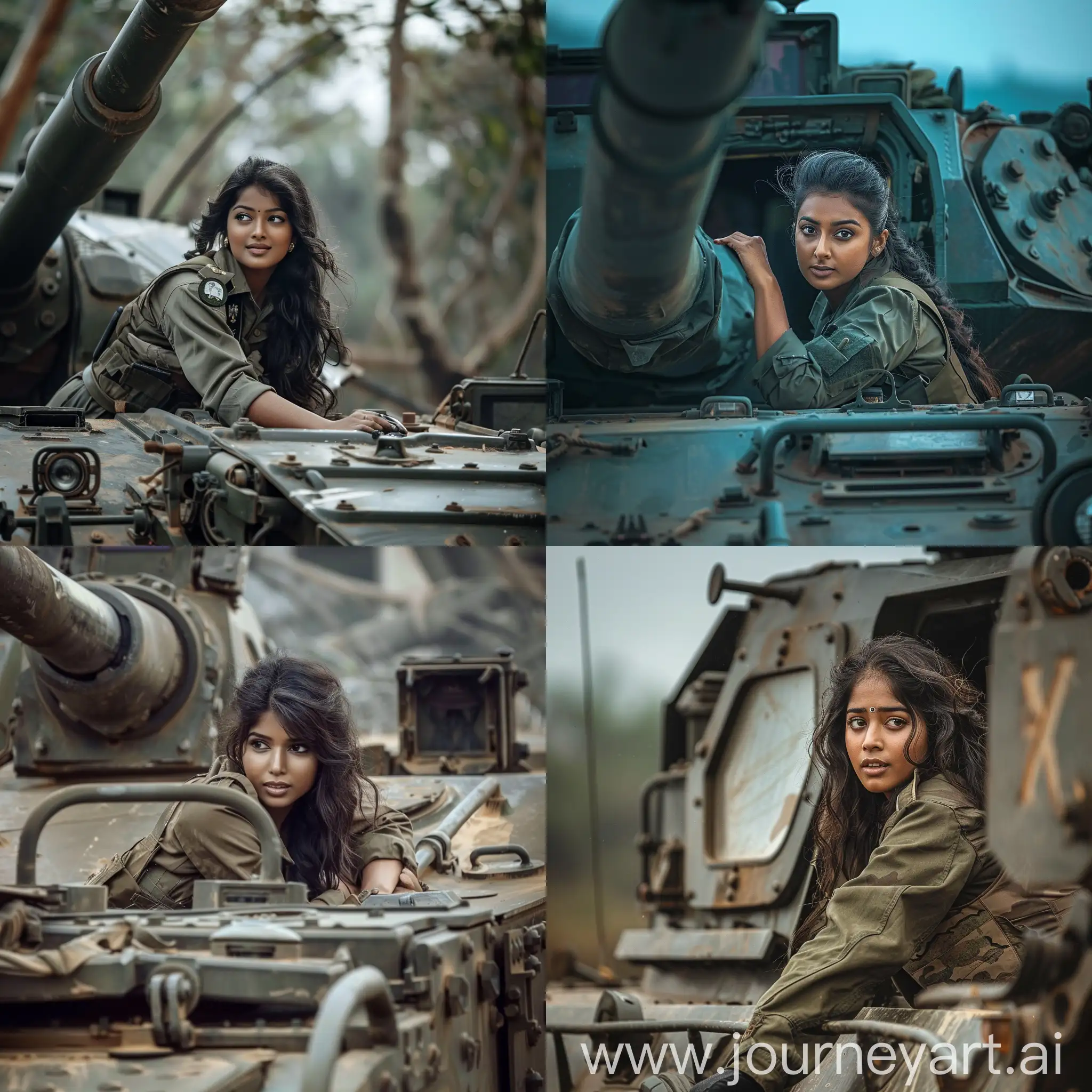 Captivating-Image-Navya-Nair-Emerges-from-Military-Tank-in-Indian-Army-Uniform