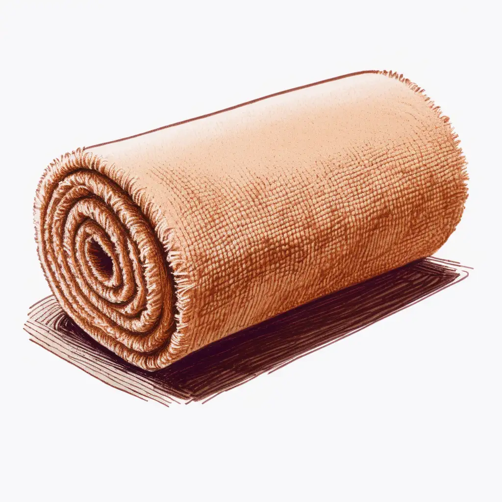Luxurious Brown Rolled Towel in Profile View Exquisite Bathroom Elegance