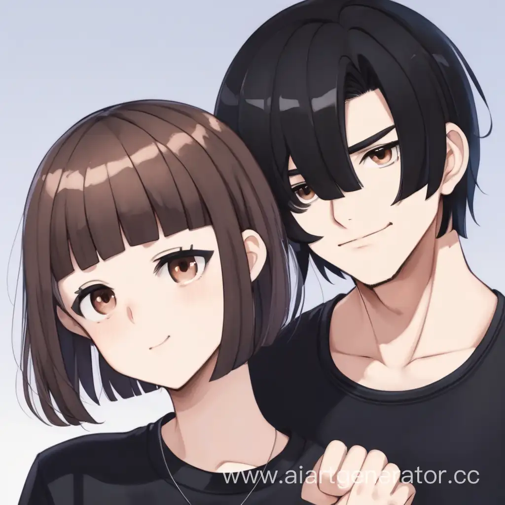 Young-Couple-with-Brown-Bob-and-Black-Hair-Portrait