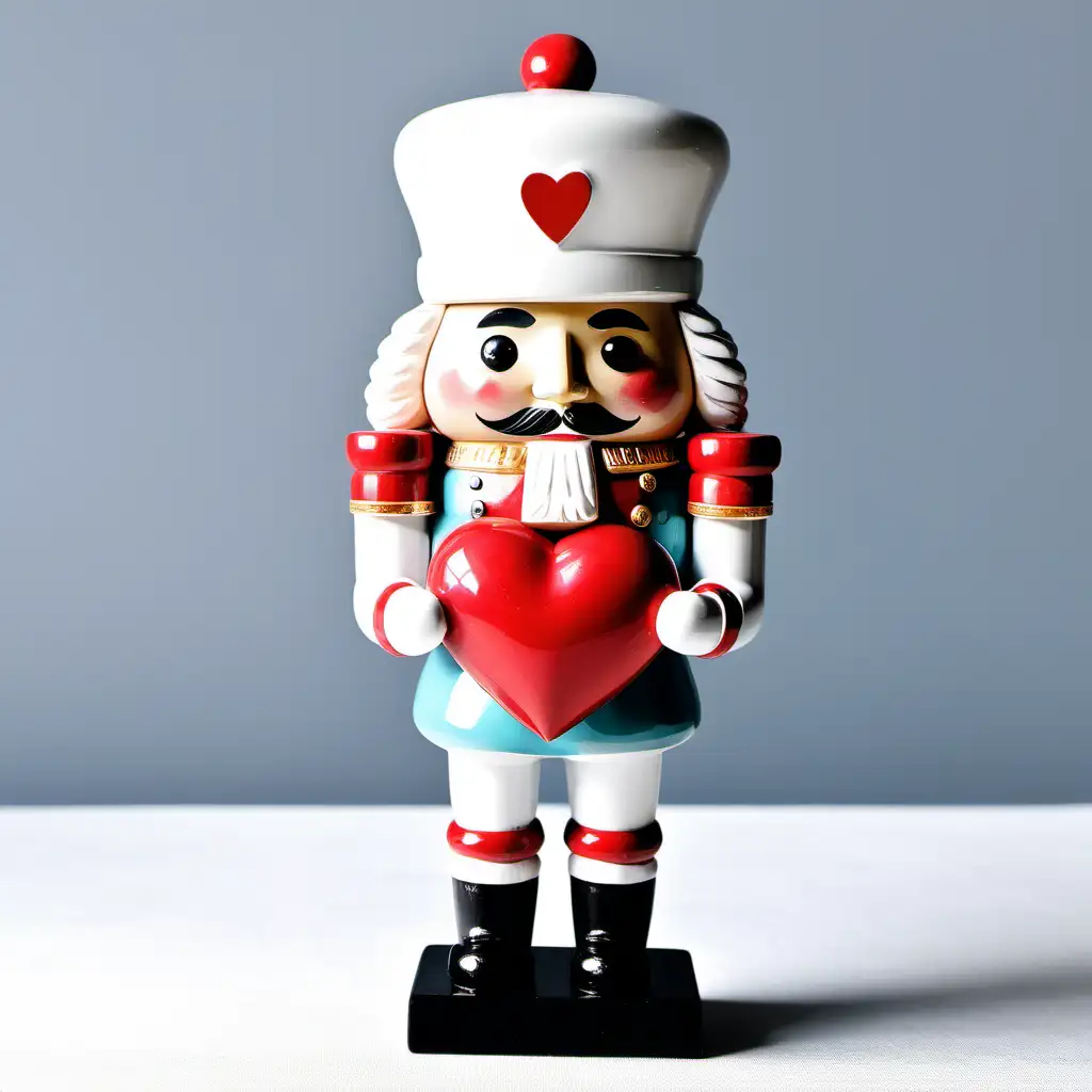 Adorable Valentines Day Resin Nutcracker with Heart