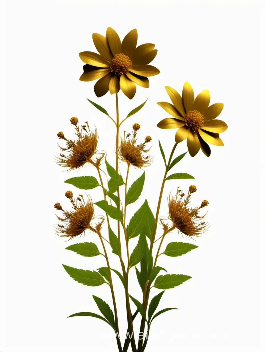 Dark-Golden-Wildflower-Cluster-Lines-Art-Unique-Botanical-4K-Image
