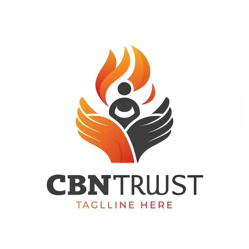 a logo design,with the text "CBN Trust", main symbol:Hand symbol, flame symbol, orphan symbol,,Moderate,be used in Nonprofit industry,clear background