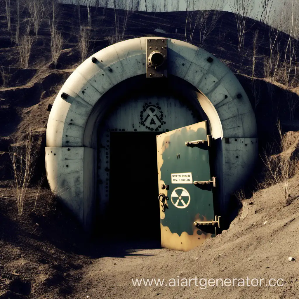 Metal-Door-Fallout-Shelter-on-Hill-in-Apocalyptic-Wasteland