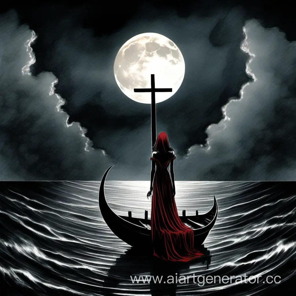 Mysterious-Girl-on-Moonlit-Boat-with-Cross-Adornment