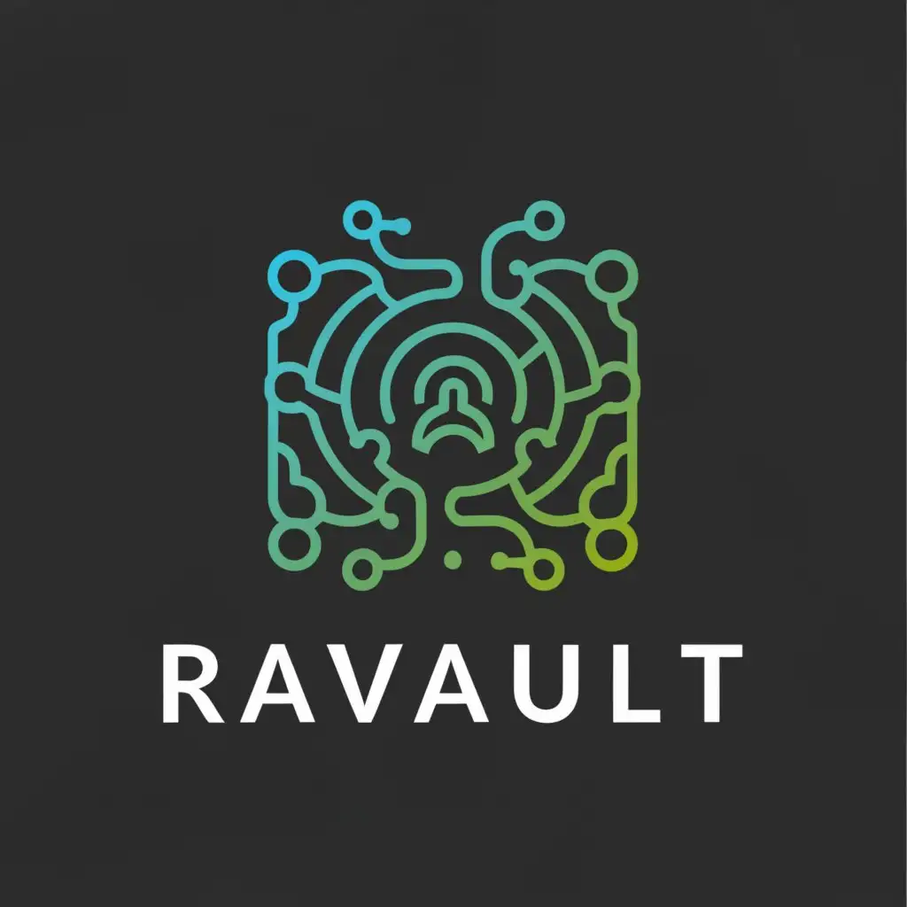 a logo design,with the text "RaVault", main symbol:a Vault covered with electrical circuits, the circuits should be made up of cyphers,Moderate,be used in Technology industry,clear background