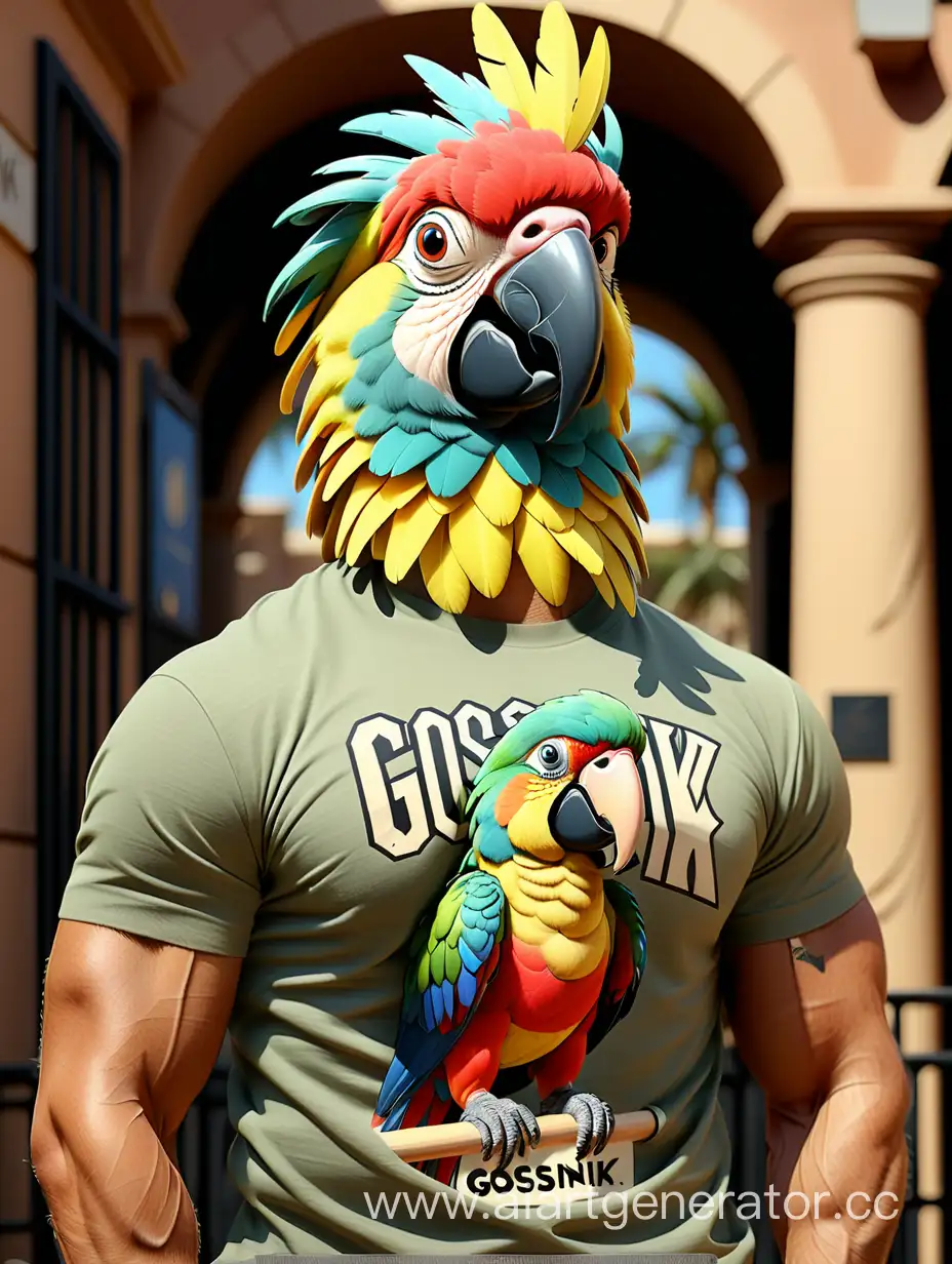Colorful-Parrot-with-Gossnik-Shirt-Vibrant-Bird-Artwork