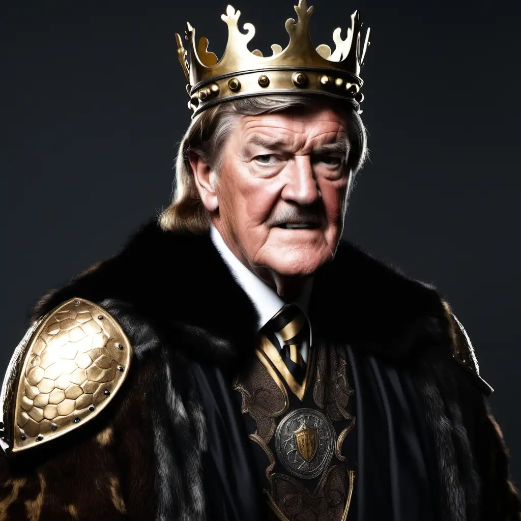 Hayden Fry Football Coach as Regal King Arthur on Game of Thrones Throne