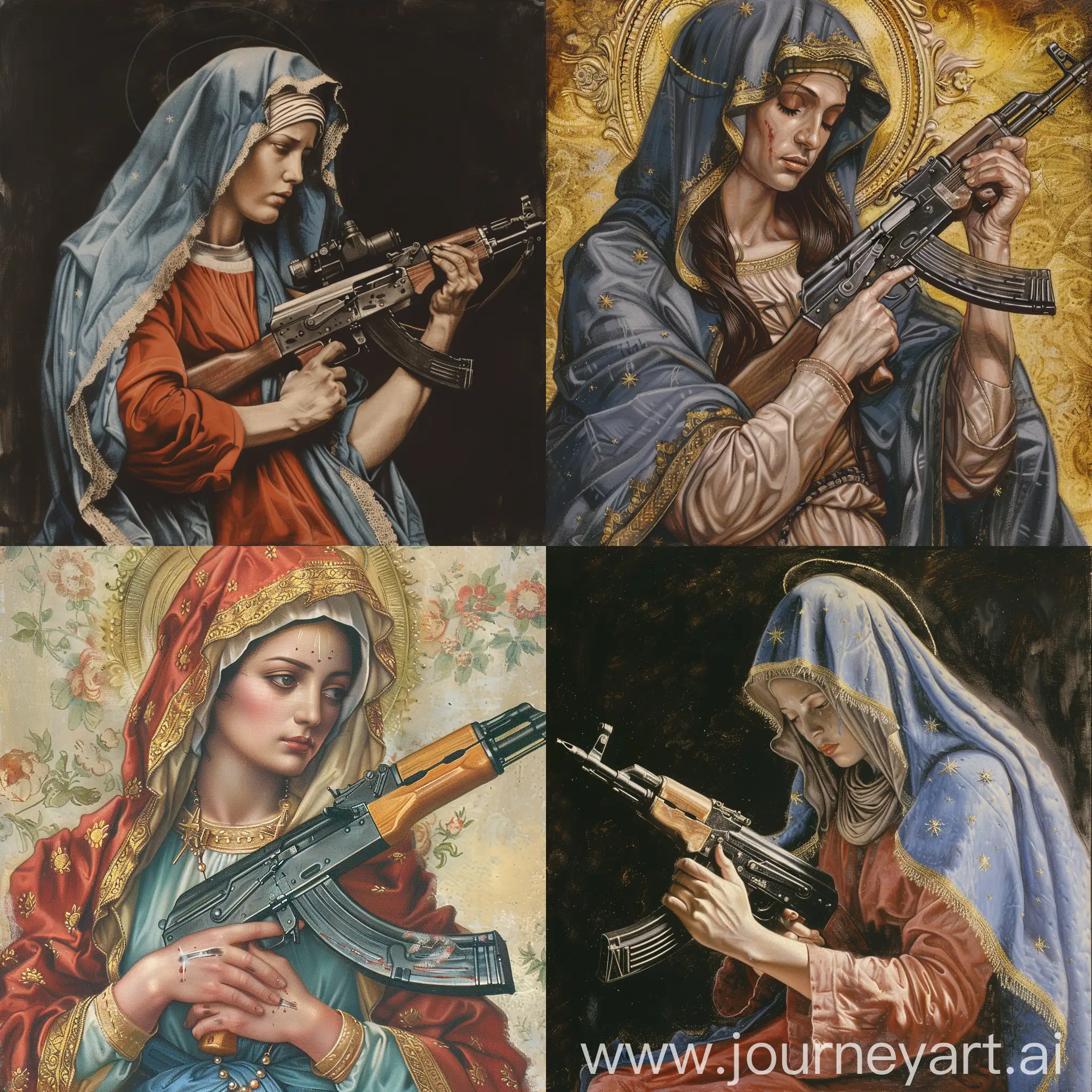 La virgen maría con un ak47 