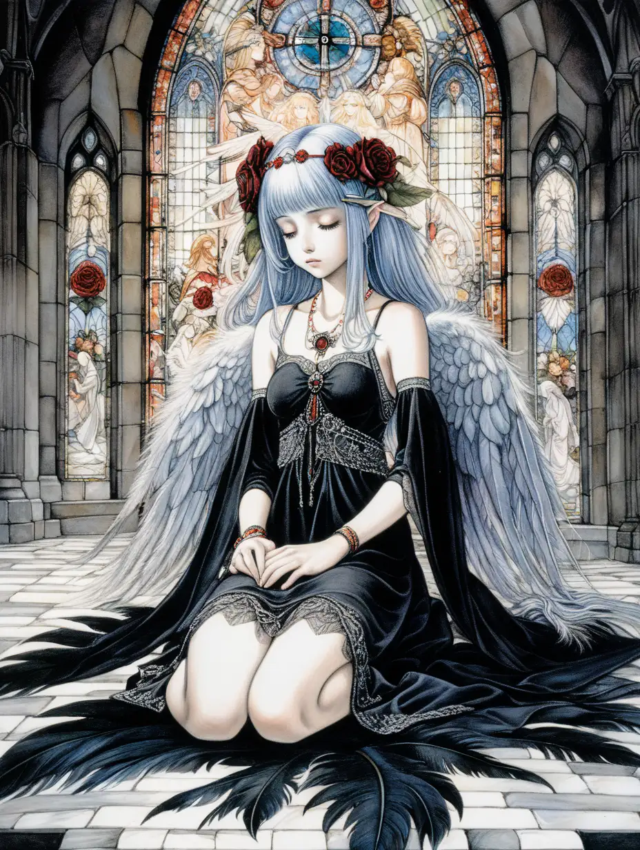 Melancholic Gothic Princess in AmanoObata Fusion Style