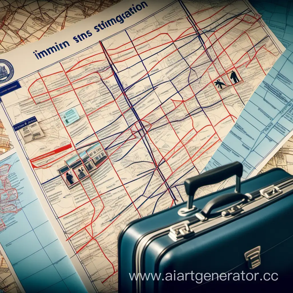 Immigration-Symbolism-Journey-Through-Train-Stations-Luggage-Passports-and-Migration-Maps