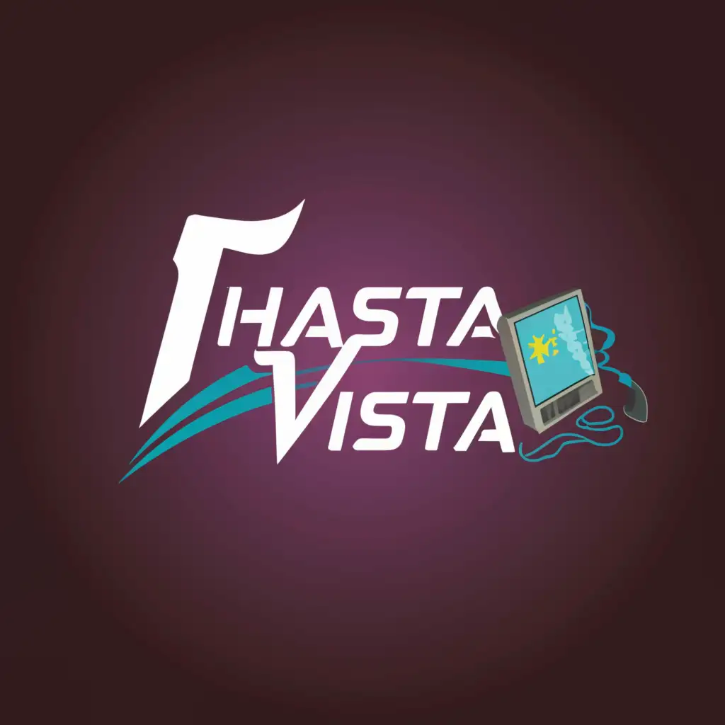 a logo design,with the text 'HASTA LA VISTA', main symbol:Tech,Moderate,be used for CSE department farewell,black and red background