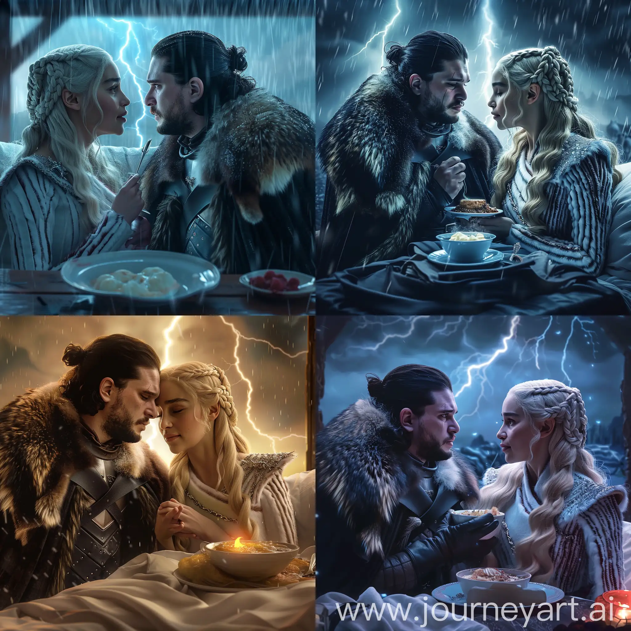 Jon-Snow-and-Daenerys-Enjoying-a-Romantic-Breakfast-in-Bed