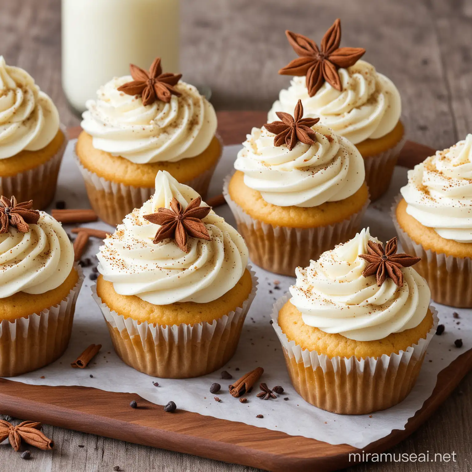 Delicious Mixed Spice Vanilla Cupcakes with Decorative Frosting