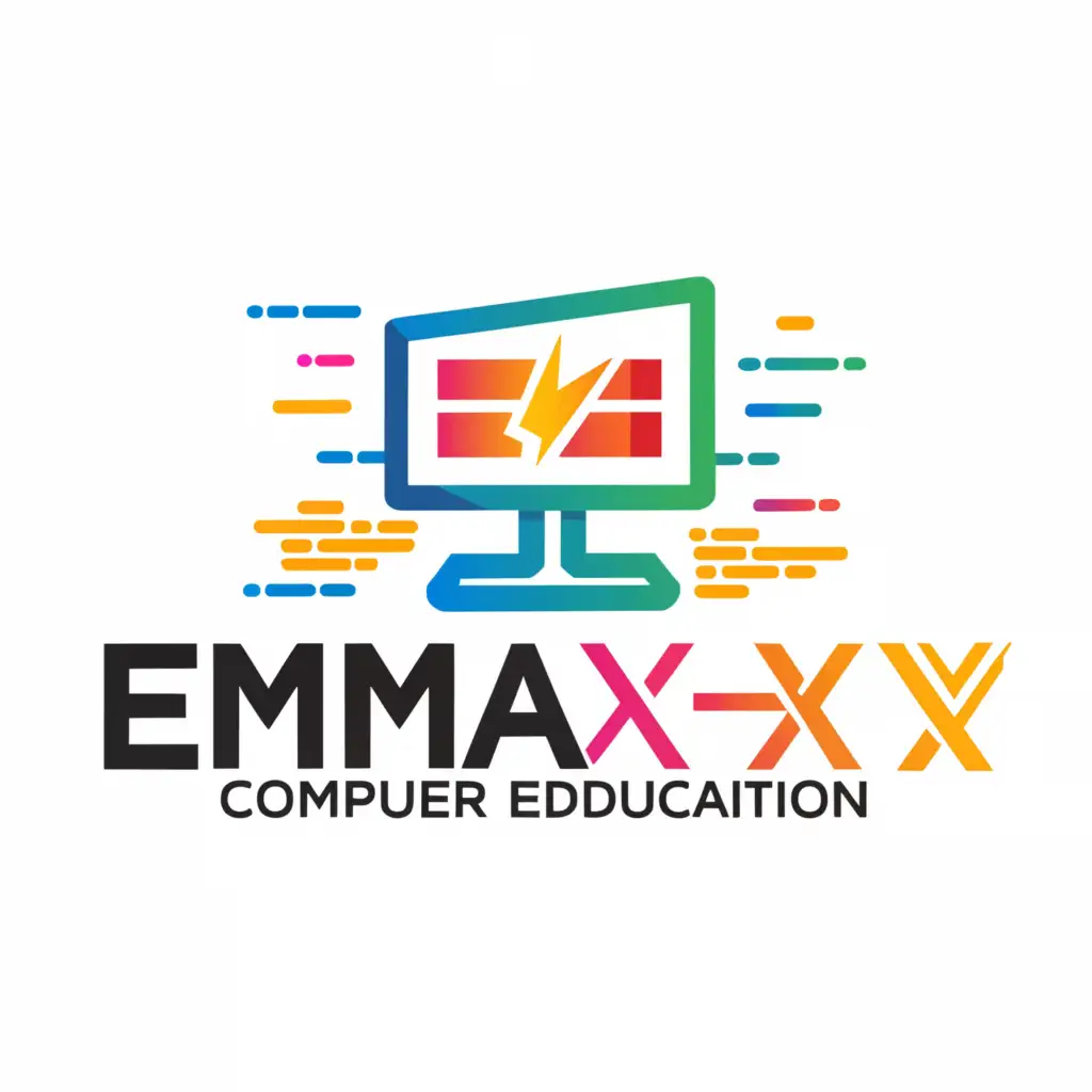 a logo design,with the text "EMAX COMPUTER EDUCATION", main symbol:COMPUTER,Moderate,be used in Education industry,clear background