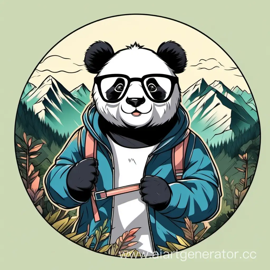 панда в горах и в очках
