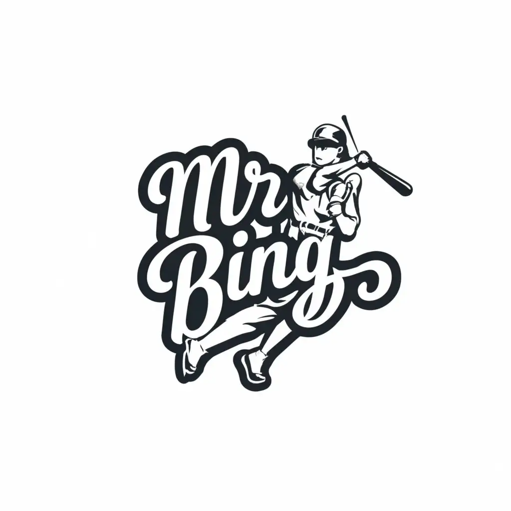 a logo design,with the text "Mr. Bing", main symbol:Baseball Player,complex,clear background