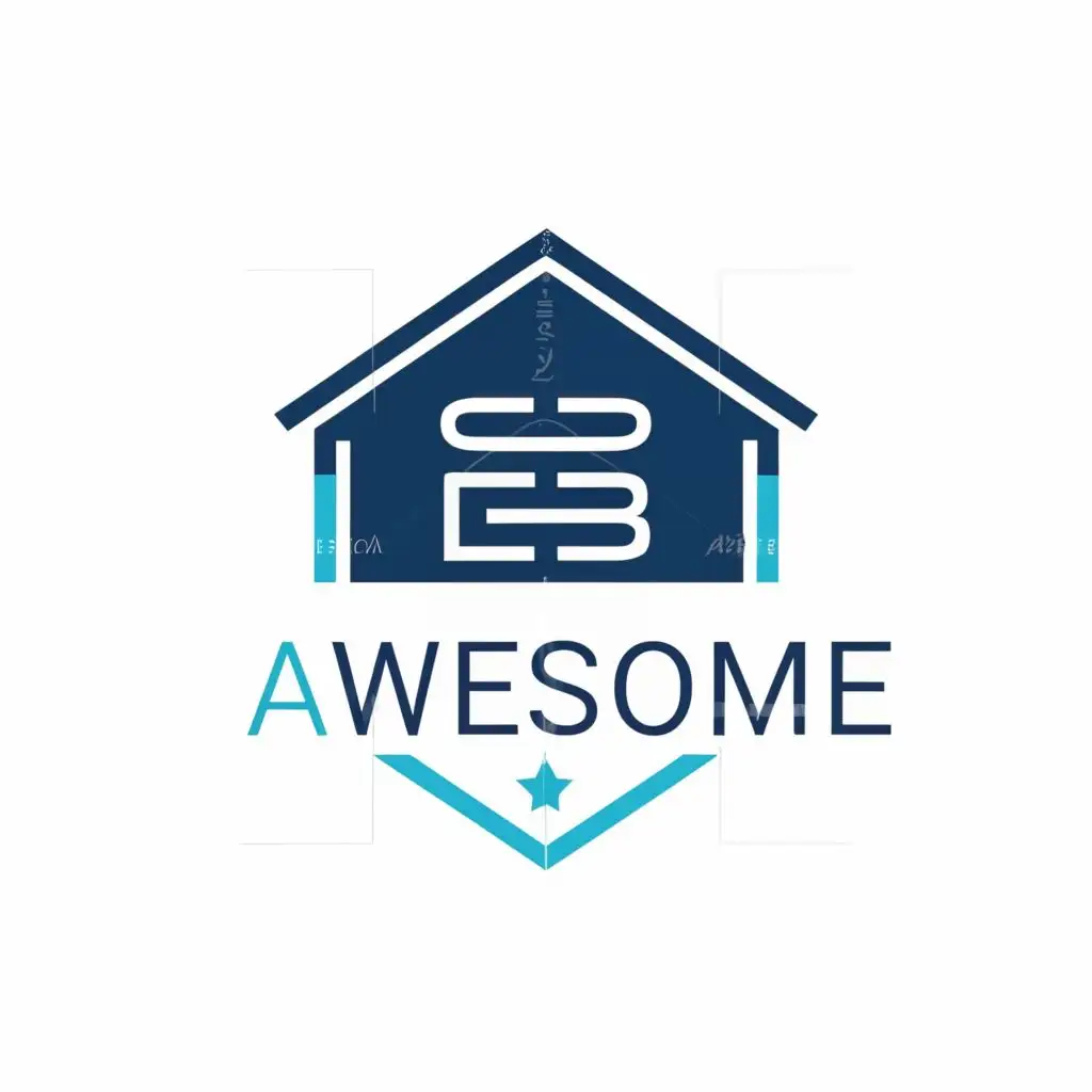 logo, House, with the text "Awesome", typography, be used in Real Estate industry. Real estate should be with logo