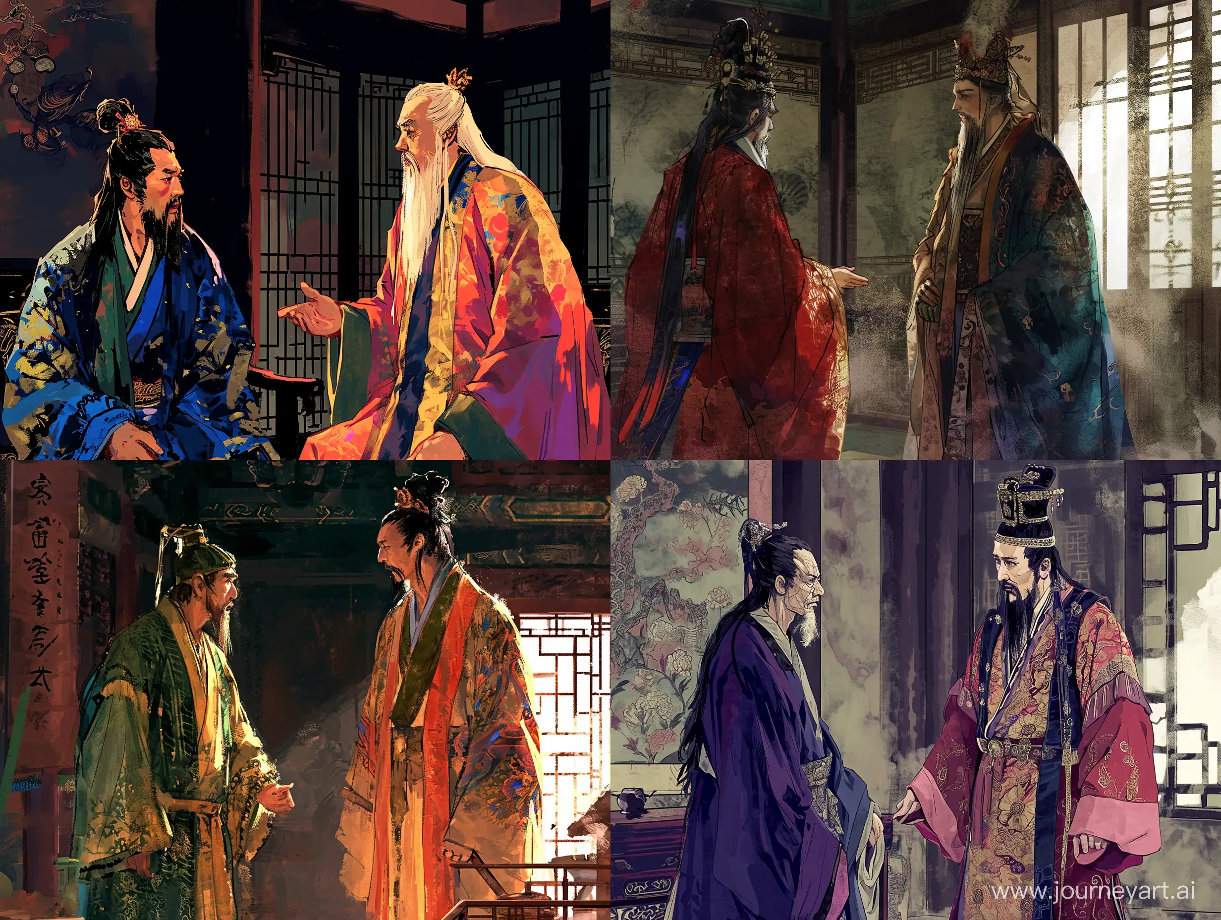 Ancient-Chinese-Style-Dialogue-Old-Minister-and-Young-Warrior-in-Magnificent-Attire