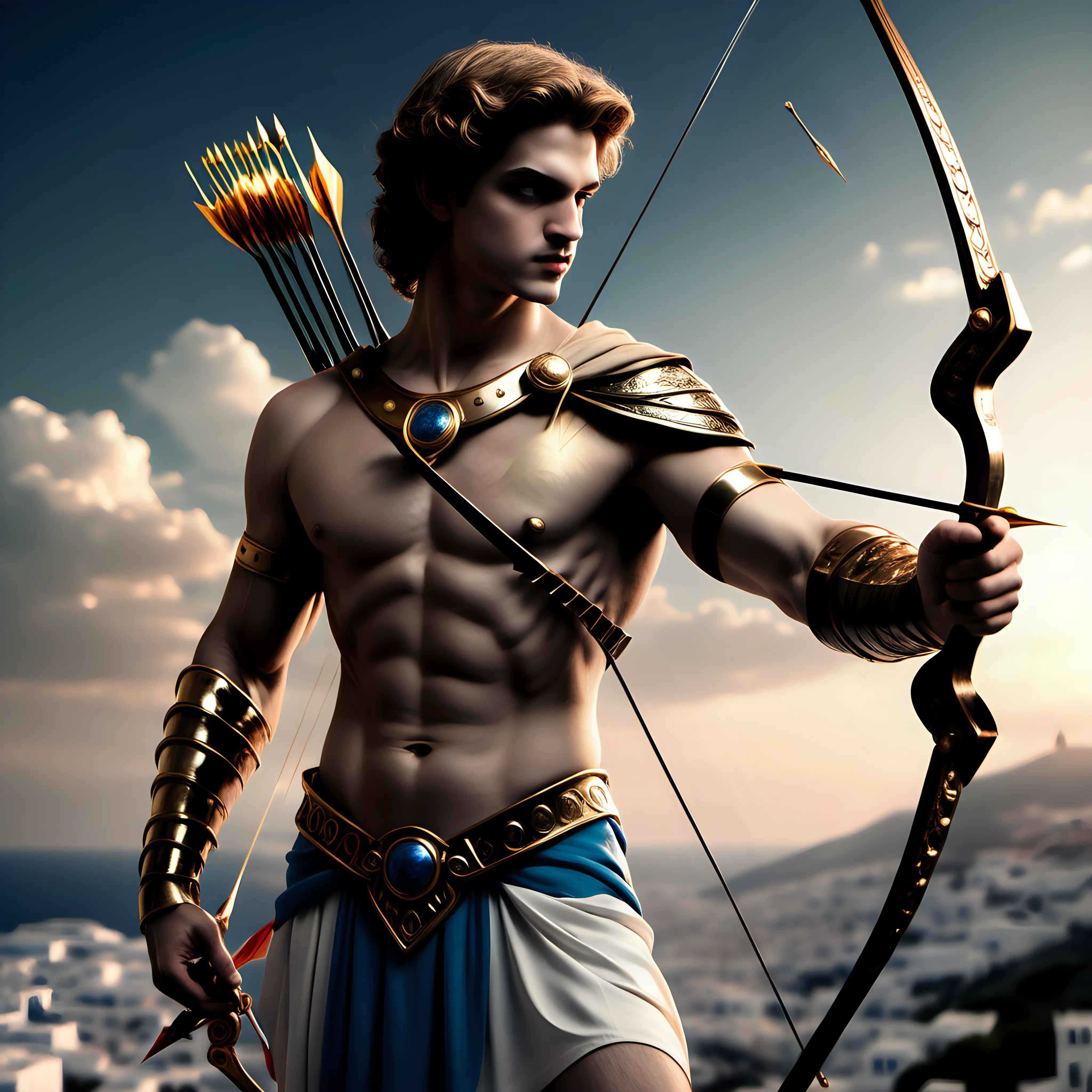 principe Paris de  la mistologia griega con su arco y flechas
