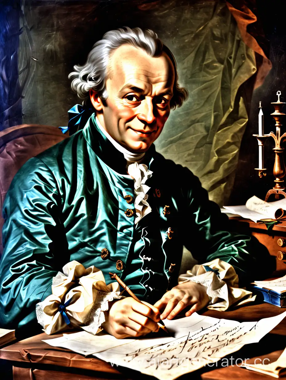 Immanuel-Kant-Smiling-While-Writing-a-Letter