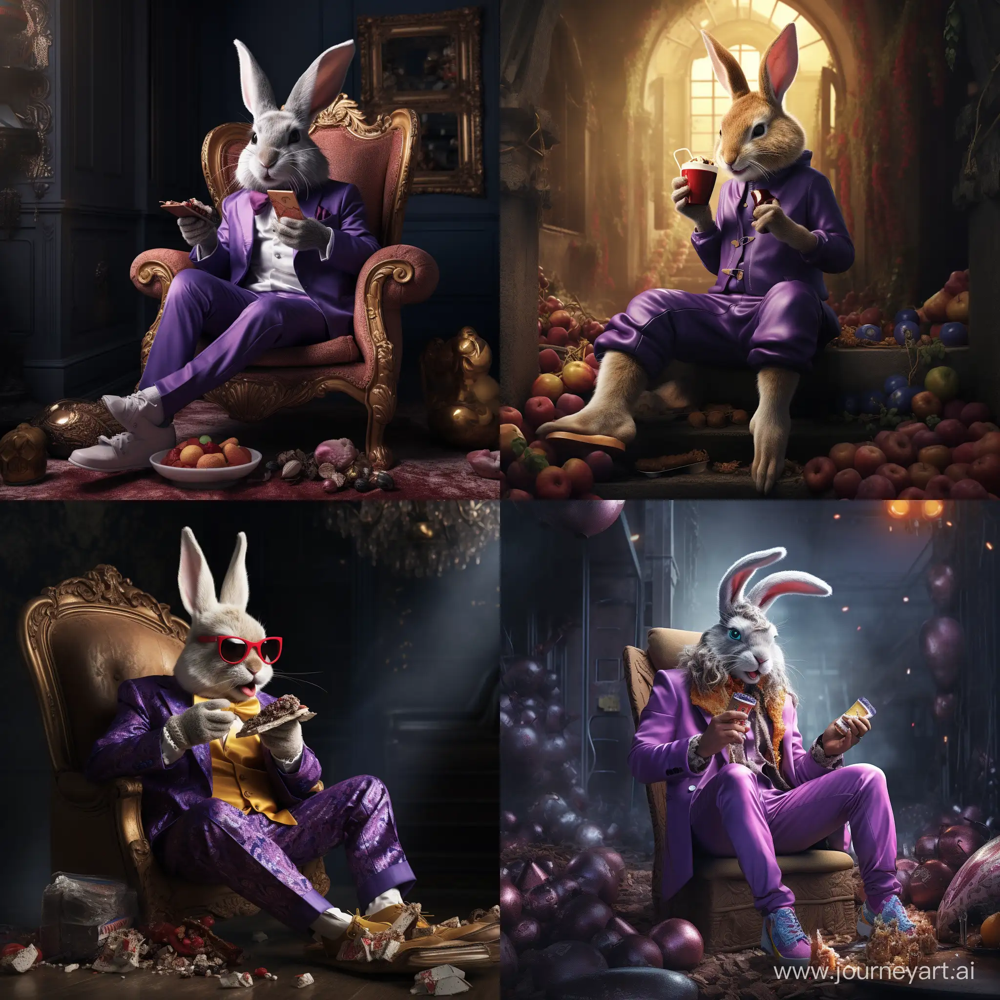 Easter-Bunny-Indulging-in-a-Purple-Gold-Bar-Feast-in-Stylish-PS5-Shoes