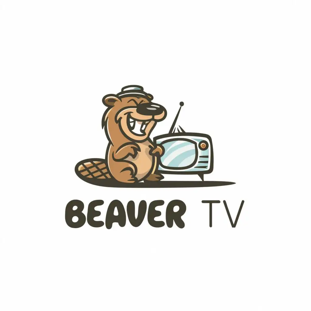 LOGO-Design-For-Beaver-TV-Playful-Beaver-with-TV-Remote-on-Clean-Background