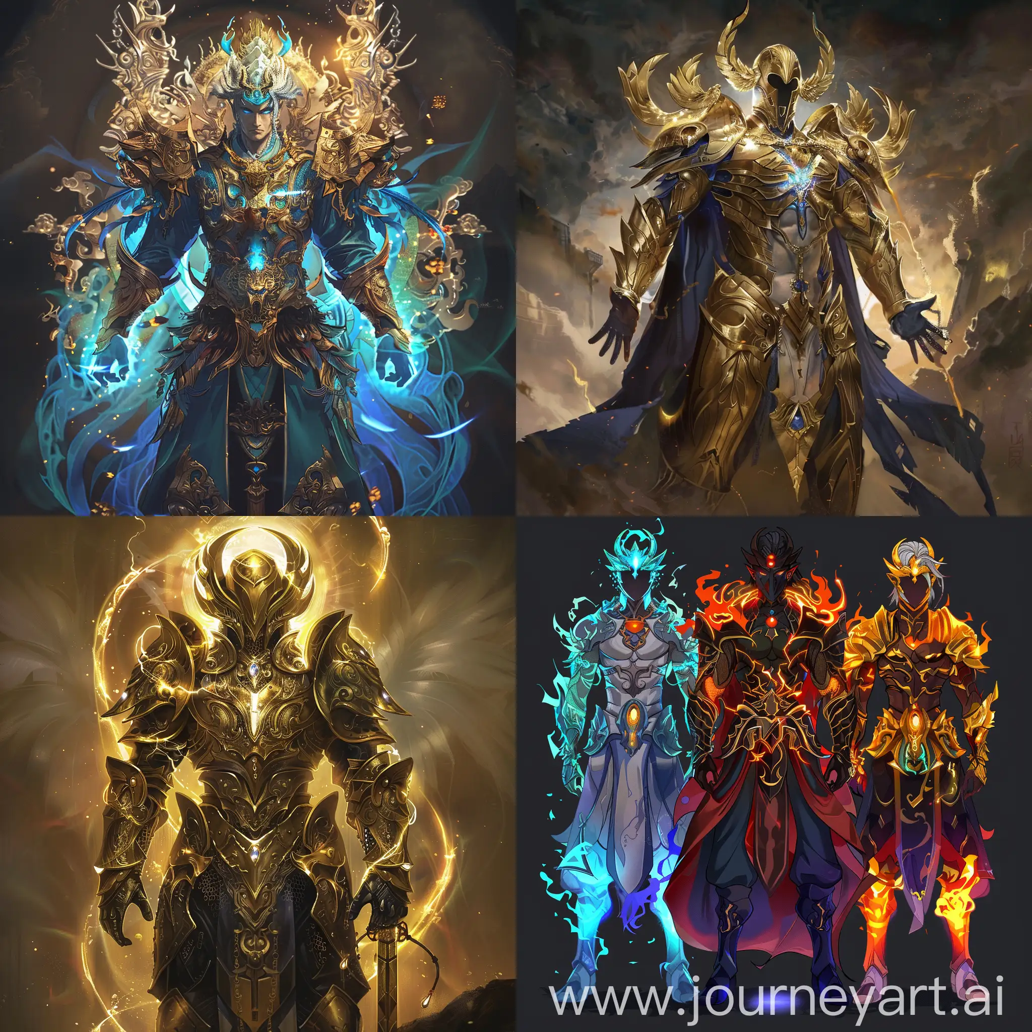 Divine-Armor-Fusion-of-Four-Deities-in-Radiant-Protection