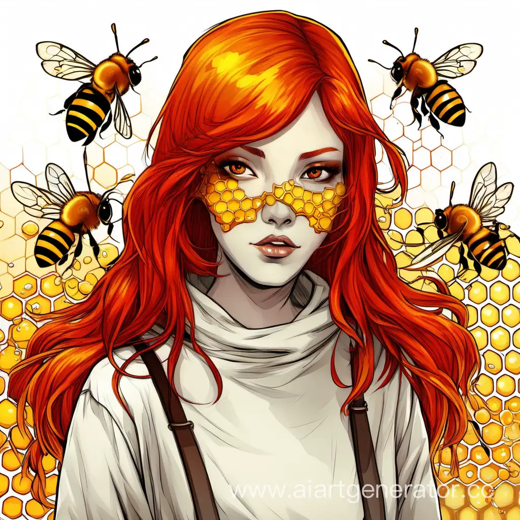 RedHaired-Girl-Tending-to-Honey-Hives