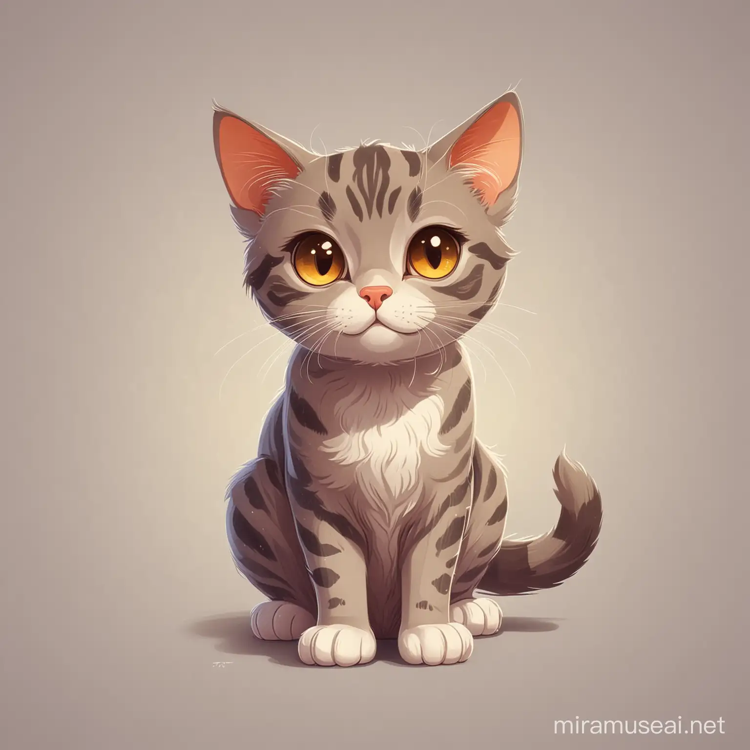 Adorable Cartoon Stray Cat Playful Feline with Endearing Features