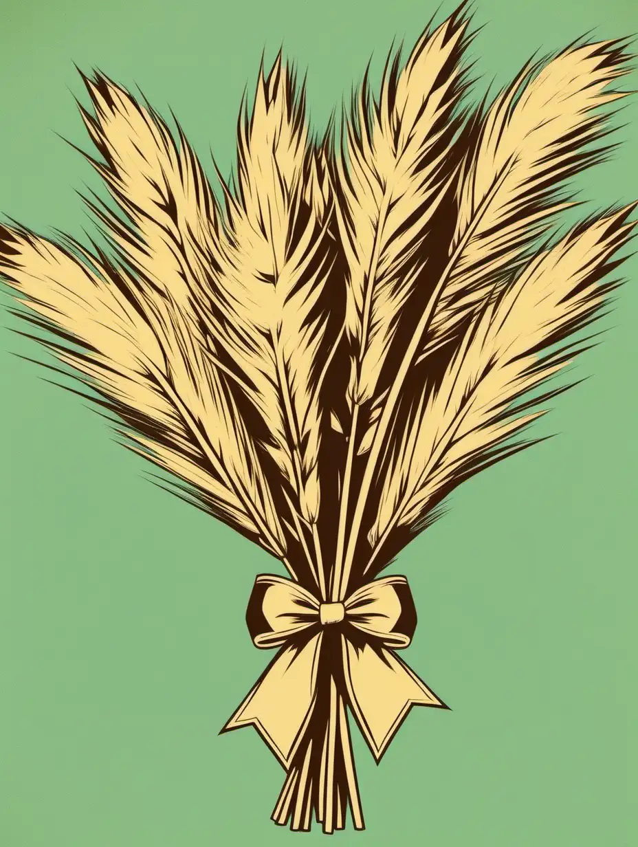 pampas in a bow in retro style 