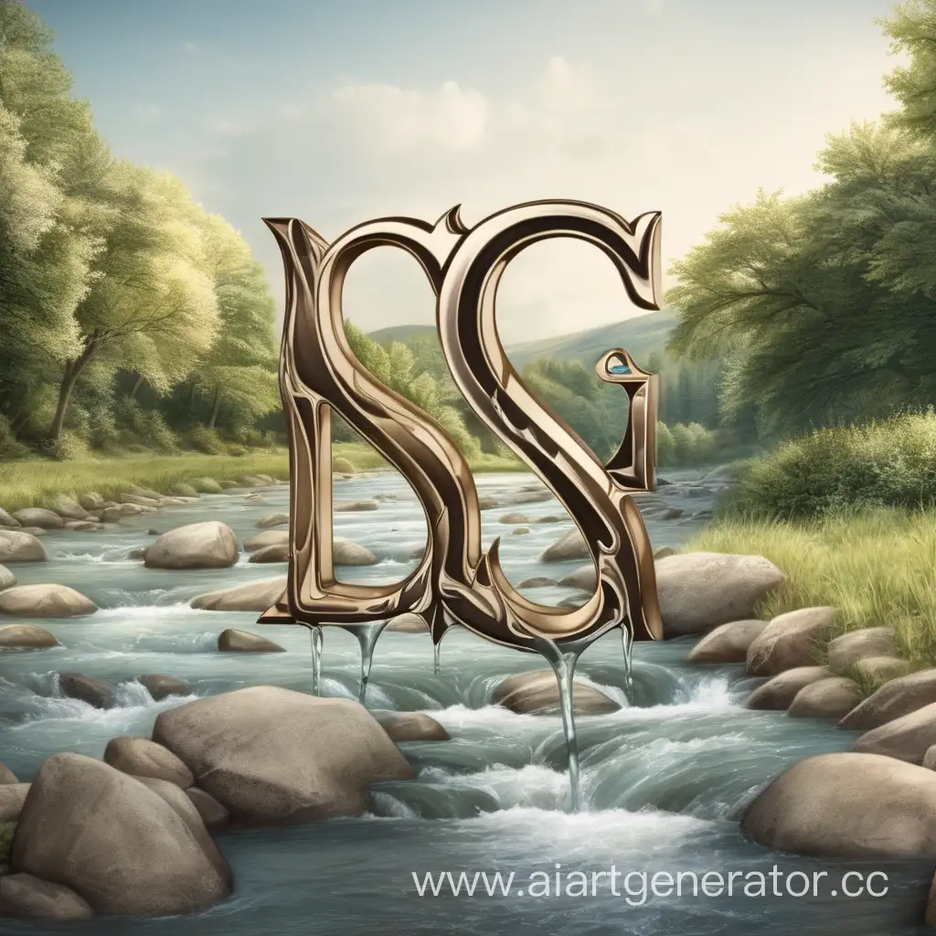Две буквы S S стоят на берегу реки и держатся за руки, а у них за спиной протекает речка 