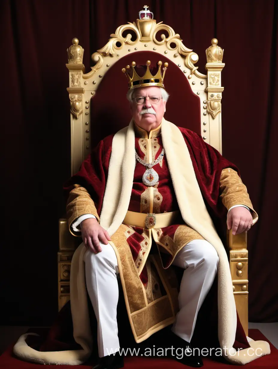 король в царской одежде на троне 