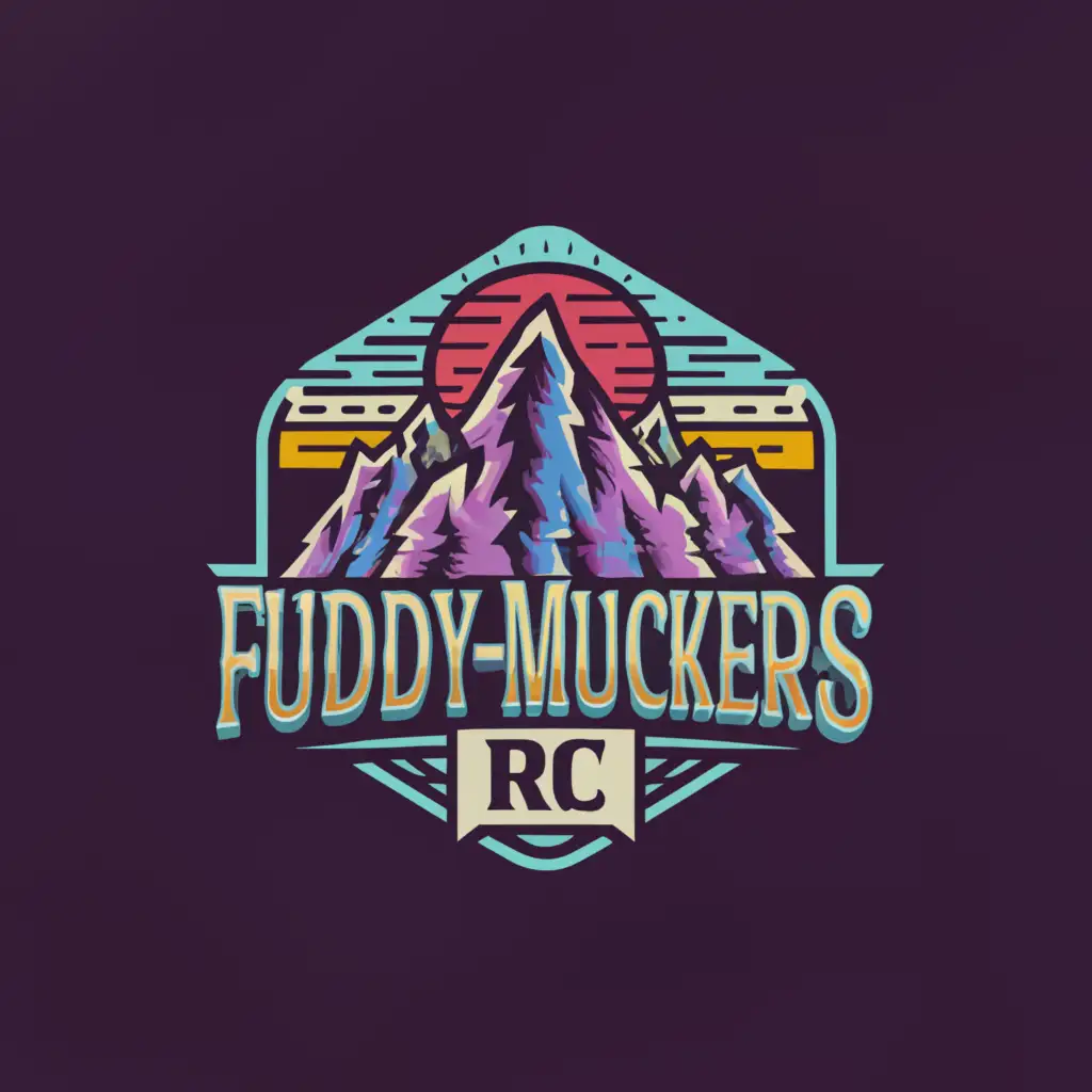a logo design,with the text "FuddyMuckers RC", main symbol:The font is made of rocky mountains,complex,clear background