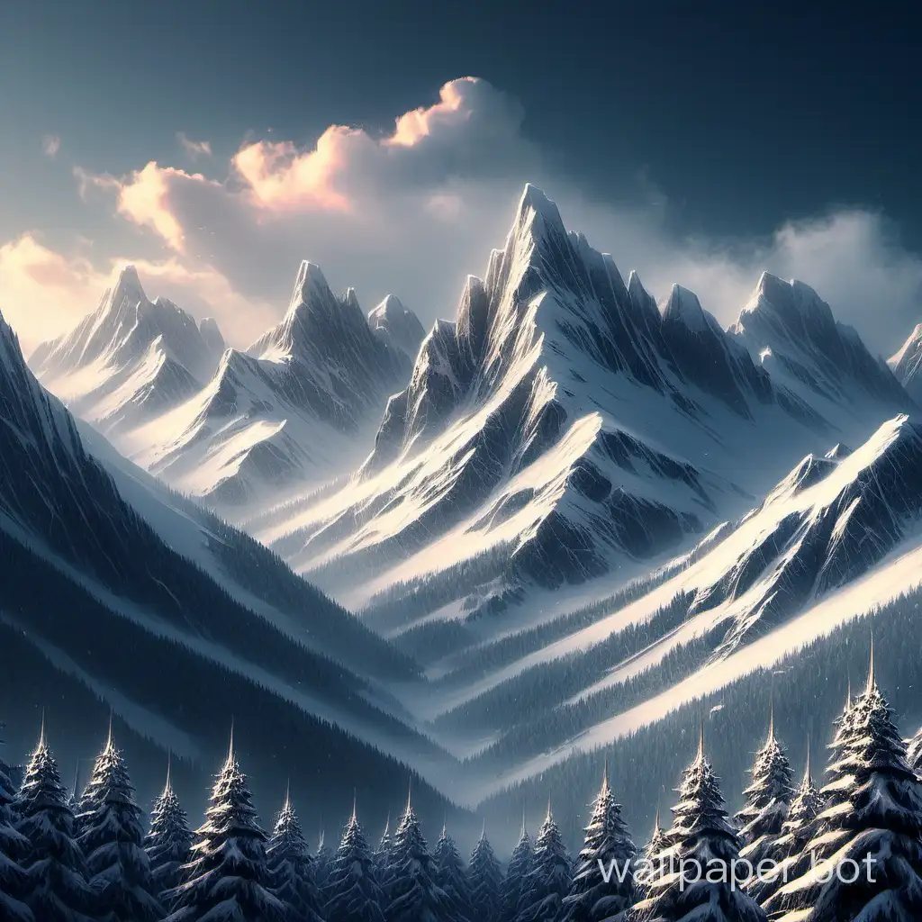Majestic-Winter-Mountain-Landscape-SnowCapped-Peaks-and-Serene-Valleys