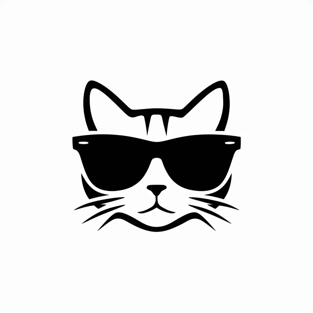 The favicon image of Cool Cat in black and white with sunglasses is simple.