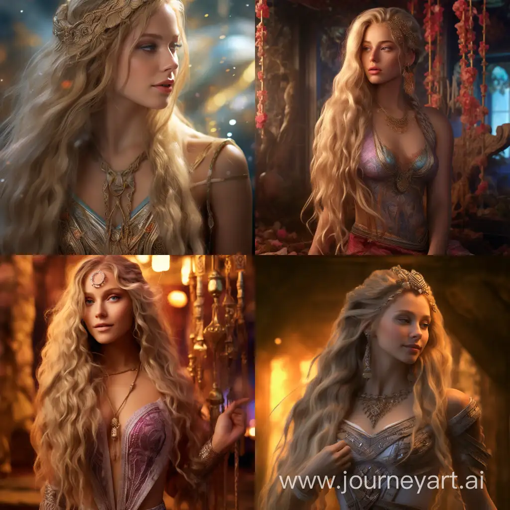 Aphrodite, long braided blonde hair, full lips, abs, flyweight, cheerful, smile, Photojournalism, Telephoto, F/2.8, Cool Color Palette, 8K, Super-Resolution, RGB, HDR, Halfrear Lighting, insanely detailed and intricate, hypermaximalist, elegant, ornate, hyper realistic, super detailed --chaos 3