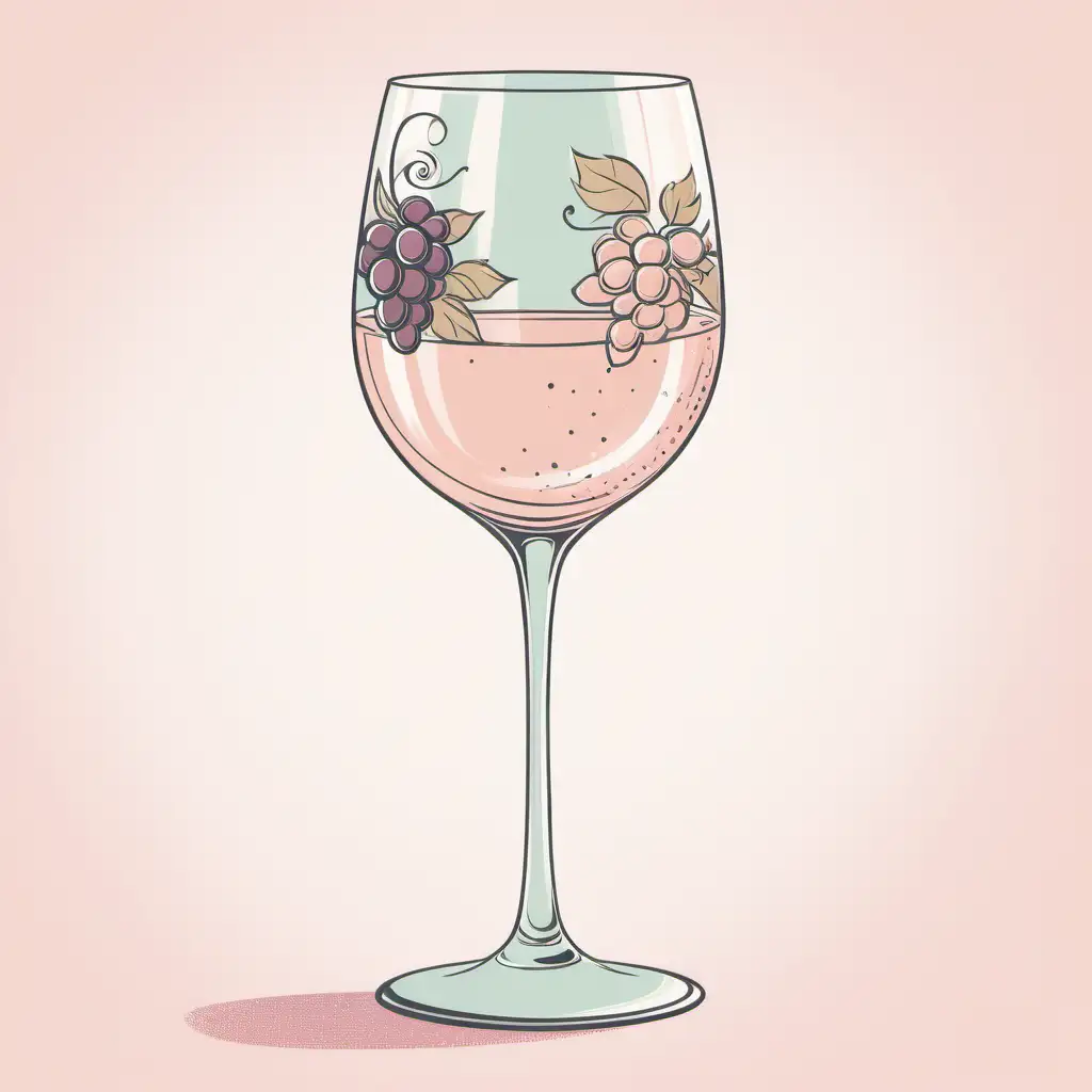 illustration, one coquette whimsical  
wine glass,element ,soft, pastel colors, incorporate a touch of vintage-inspired design, and focus on conveying a charming and flirtatious vibe