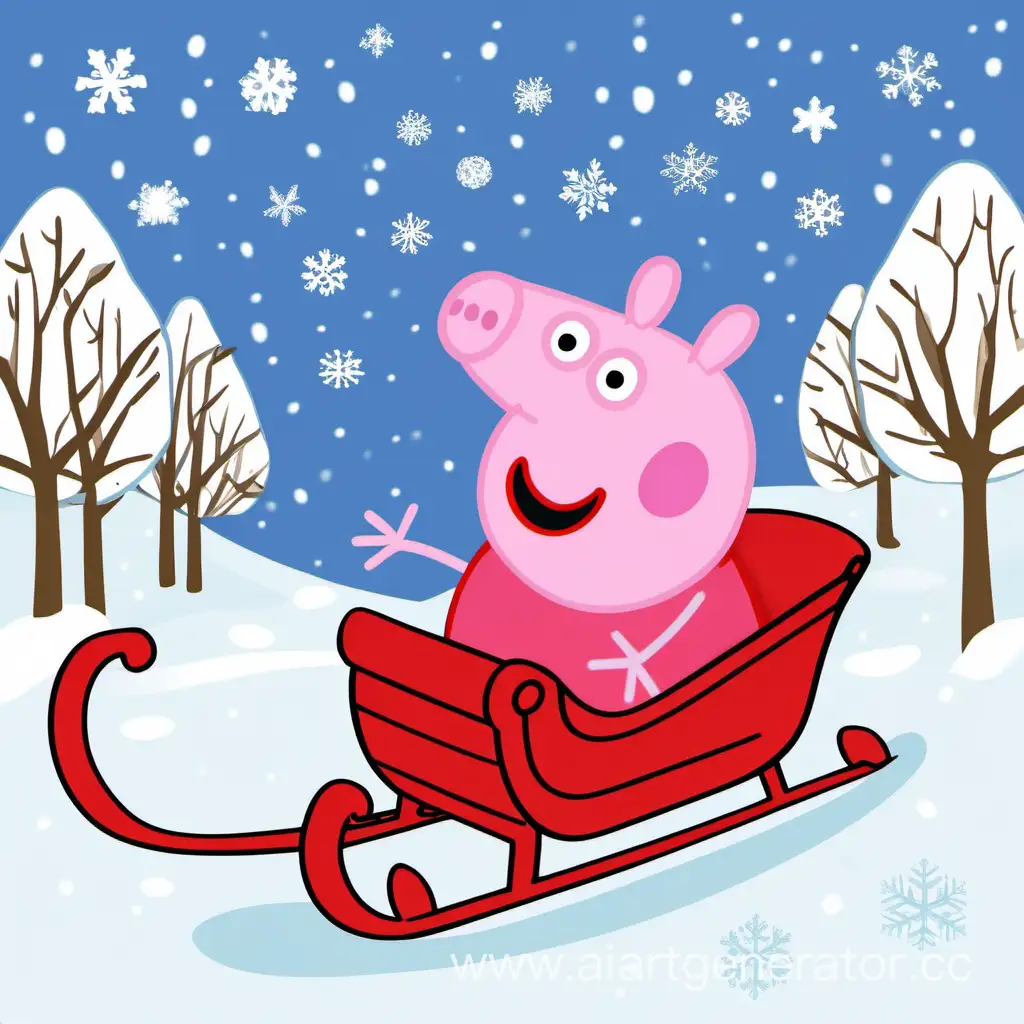 Peppa-Pig-Enjoying-a-Winter-Sleigh-Ride