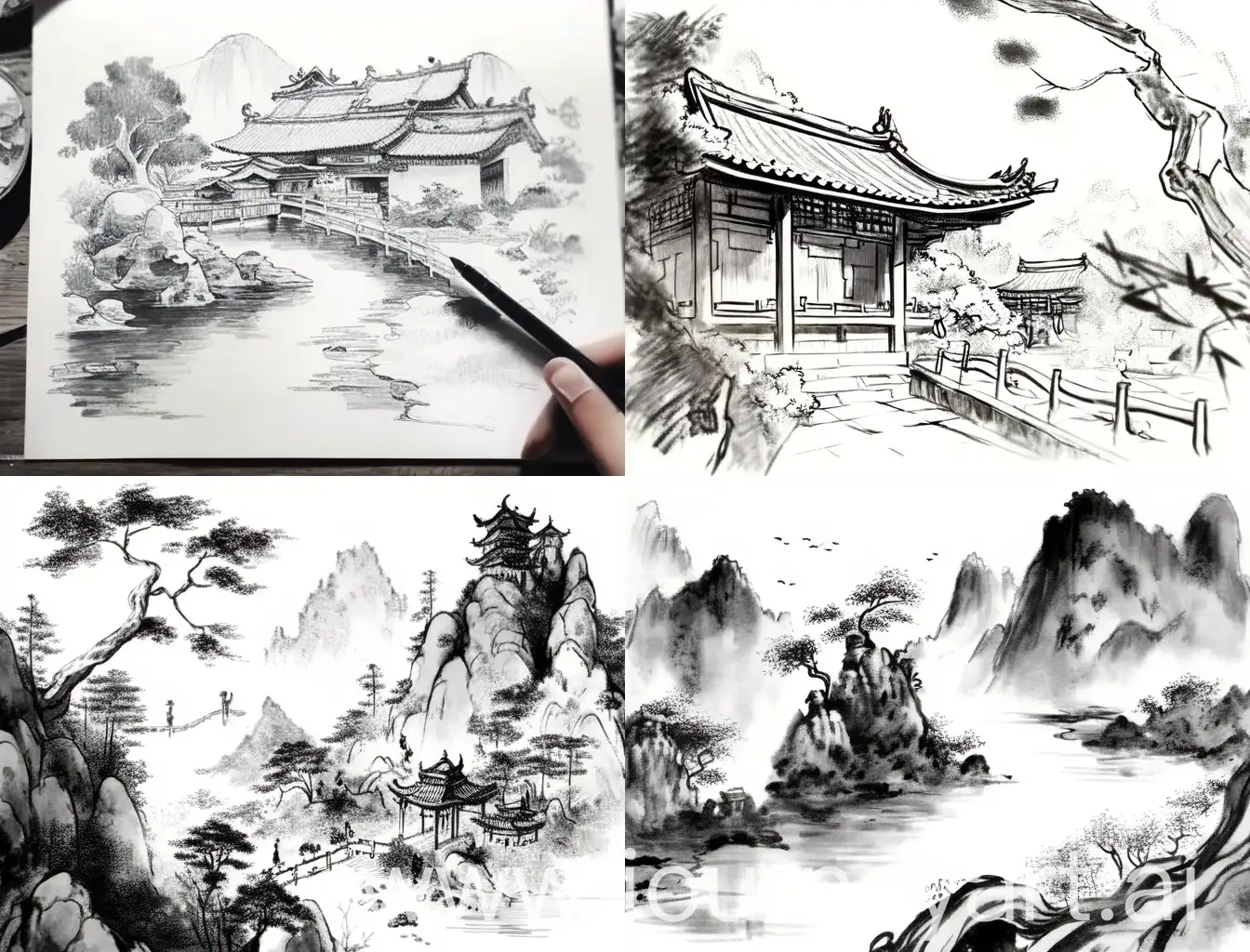 Ancient-Chinese-Landscape-in-Traditional-Ink-Painting-Style