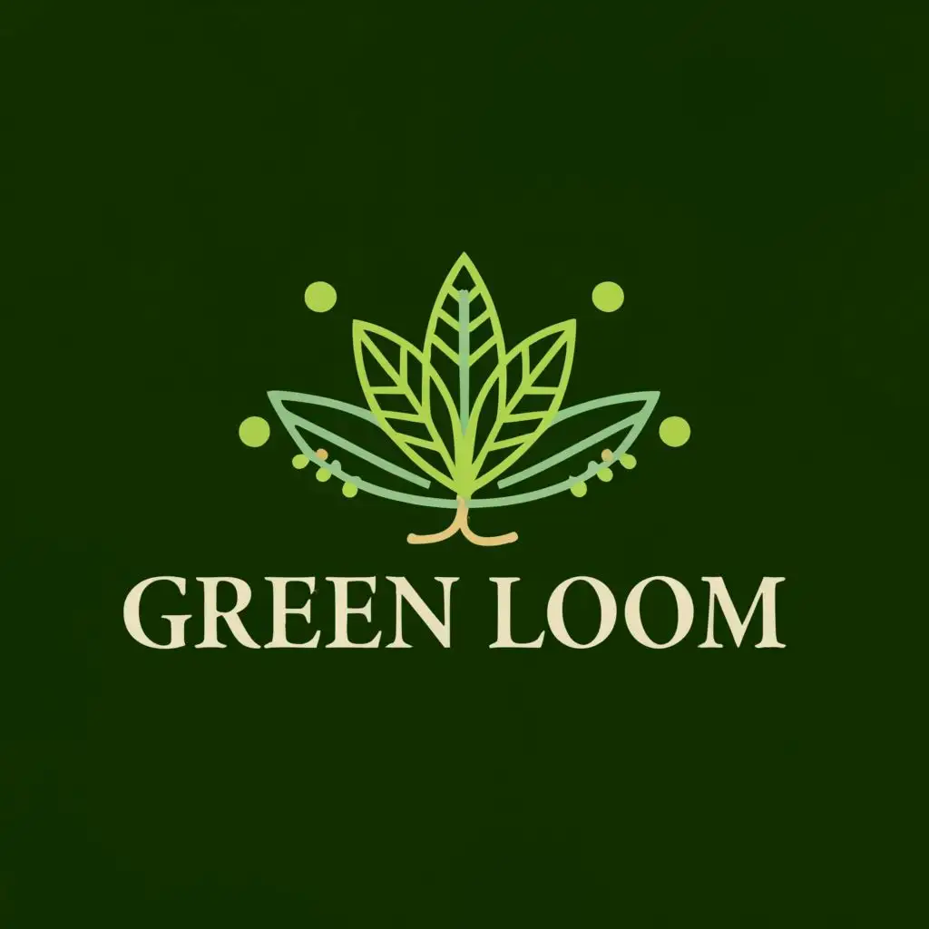 logo, leaf and saree, with the text "green loom", typography